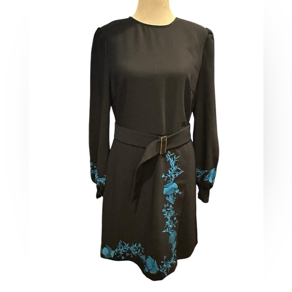 Ted Baker Zephyra Bluebell Embroidered Long Sleeve mini dress size 2 - Picture 2 of 16